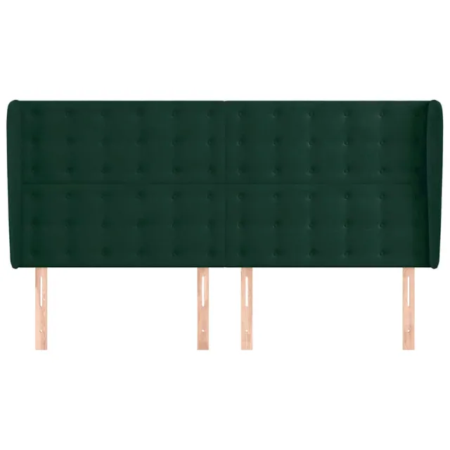 Tête de lit avec oreilles Vert foncé 183x23x118/128 cm Velours