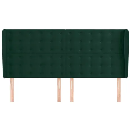 Tête de lit avec oreilles Vert foncé 183x23x118/128 cm Velours