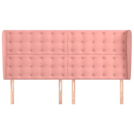 Tête de lit avec oreilles Rose 183x23x118/128 cm Velours