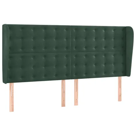 Tête de lit avec oreilles Vert foncé 203x23x118/128 cm Velours 2