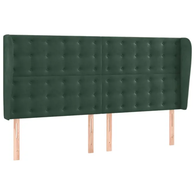 Tête de lit avec oreilles Vert foncé 203x23x118/128 cm Velours