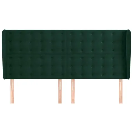 Tête de lit avec oreilles Vert foncé 203x23x118/128 cm Velours