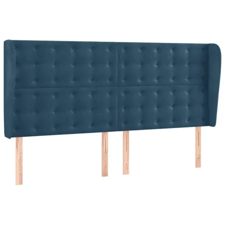 Tête de lit avec oreilles Bleu foncé 203x23x118/128 cm Velours