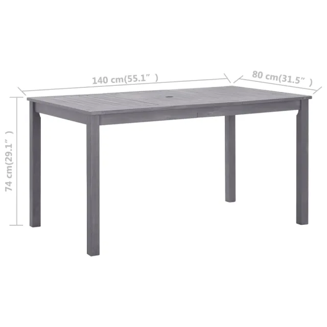 Table de jardin Délavage gris 140x80x74 cm Bois d'acacia massif