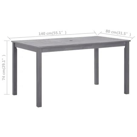 Table de jardin Délavage gris 140x80x74 cm Bois d'acacia massif