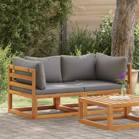 Canapés d'angle sectionnels 2 pcs avec coussins Gris foncé