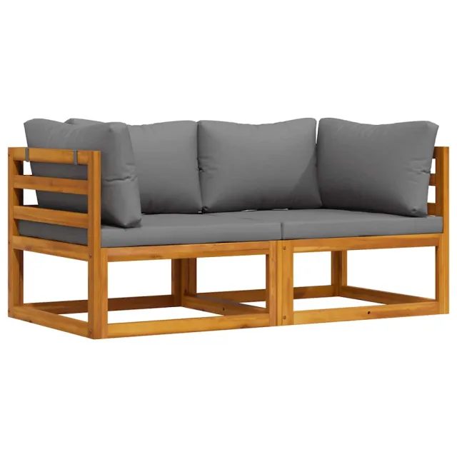 Canapés d'angle sectionnels 2 pcs avec coussins Gris foncé