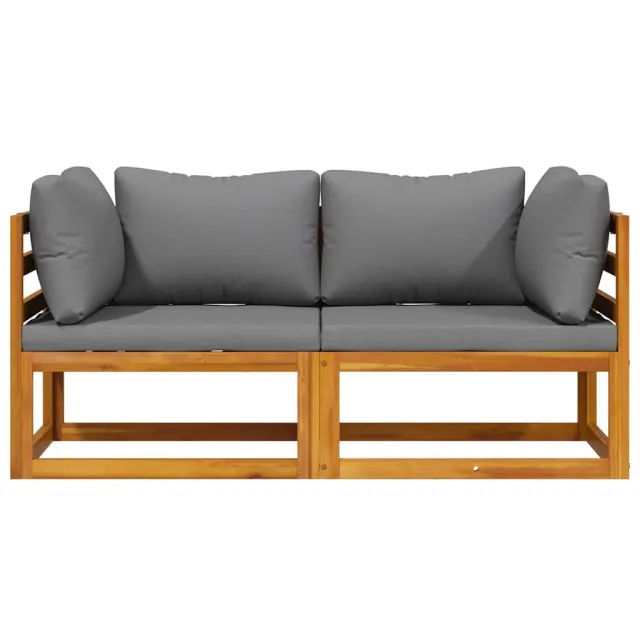 Canapés d'angle sectionnels 2 pcs avec coussins Gris foncé