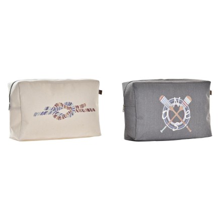 Trousse de toilette DKD Home Decor Gris Blanc Marin (30 x 10 x 20 cm)