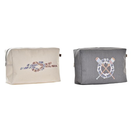 Toilet Bag DKD Home Decor Grey White Navy (30 x 10 x 20 cm) (2 Units)