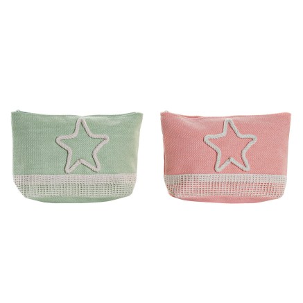 Neceser DKD Home Decor Beige Coral Menta Mediterráneo (25 x 7 x 15 cm
