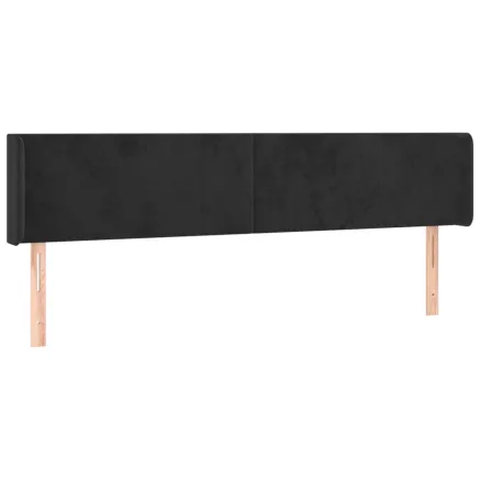 Tête de lit avec oreilles Noir 183x16x78/88 cm Velours 2