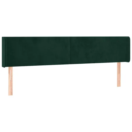 Tête de lit avec oreilles Vert foncé 183x16x78/88 cm Velours