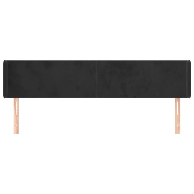 Tête de lit avec oreilles Noir 203x16x78/88 cm Velours