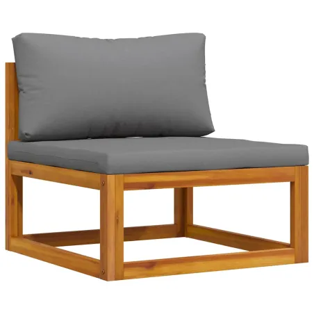 Ensemble de canapés 2pcs avec coussins gris foncé Acacia solide