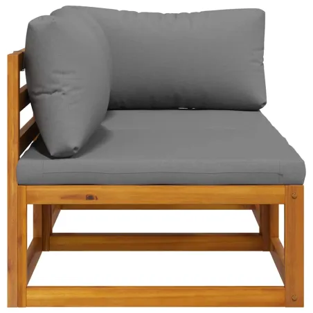 Ensemble de canapés 2pcs avec coussins gris foncé Acacia solide