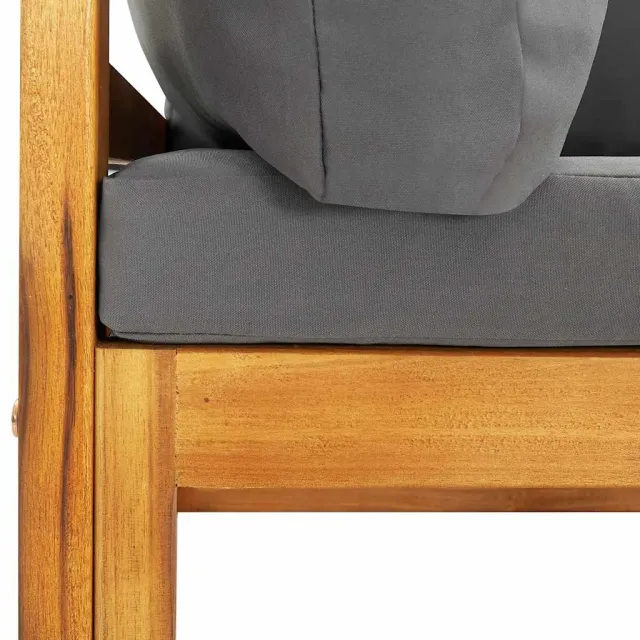 Ensemble de canapés 2pcs avec coussins gris foncé Acacia solide