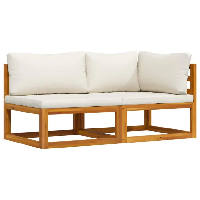 Ensemble de canapés 2 pcs et coussins blanc crème Acacia solide