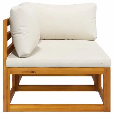 Ensemble de canapés 2 pcs et coussins blanc crème Acacia solide