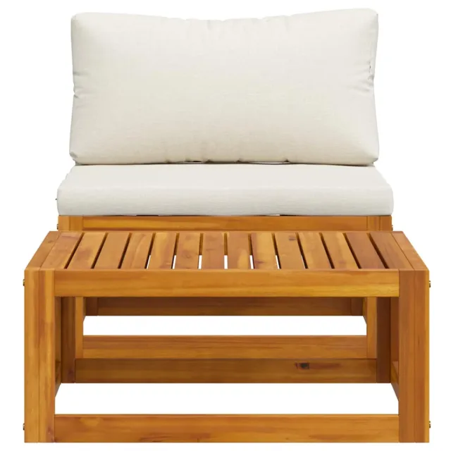 Salon de jardin 2 pcs avec coussin Bois d'acacia solide