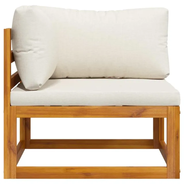Canapé d'angle sectionnel et coussin blanc crème Bois d'acacia
