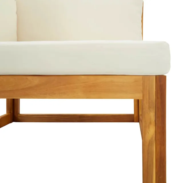Canapé d'angle sectionnel et coussin blanc crème Bois d'acacia