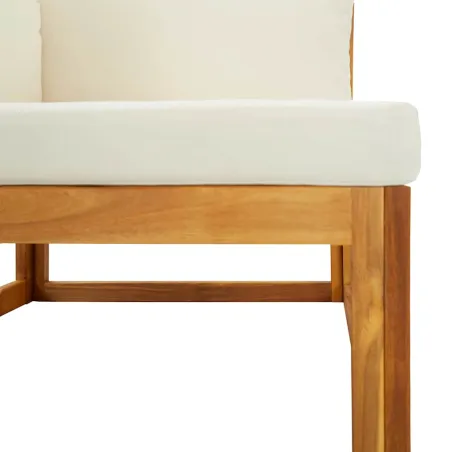 Canapé d'angle sectionnel et coussin blanc crème Bois d'acacia