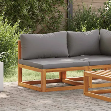 Canapé central sectionnel avec coussin gris foncé Bois d'acacia