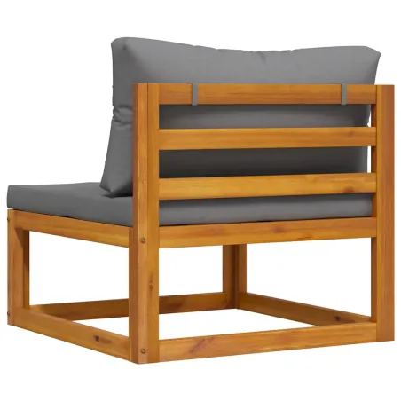 Canapé central sectionnel avec coussin gris foncé Bois d'acacia