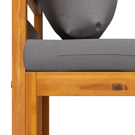 Canapé central sectionnel avec coussin gris foncé Bois d'acacia