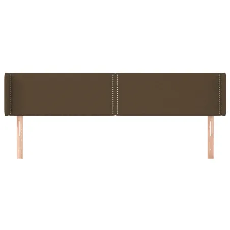 Tête de lit avec oreilles Marron Foncé 163x16x78/88 cm Tissu