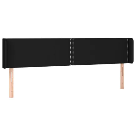 Tête de lit avec oreilles Noir 183x16x78/88 cm Tissu 2