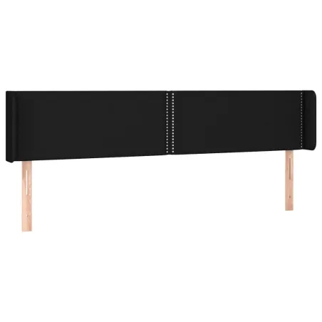 Tête de lit avec oreilles Noir 183x16x78/88 cm Tissu
