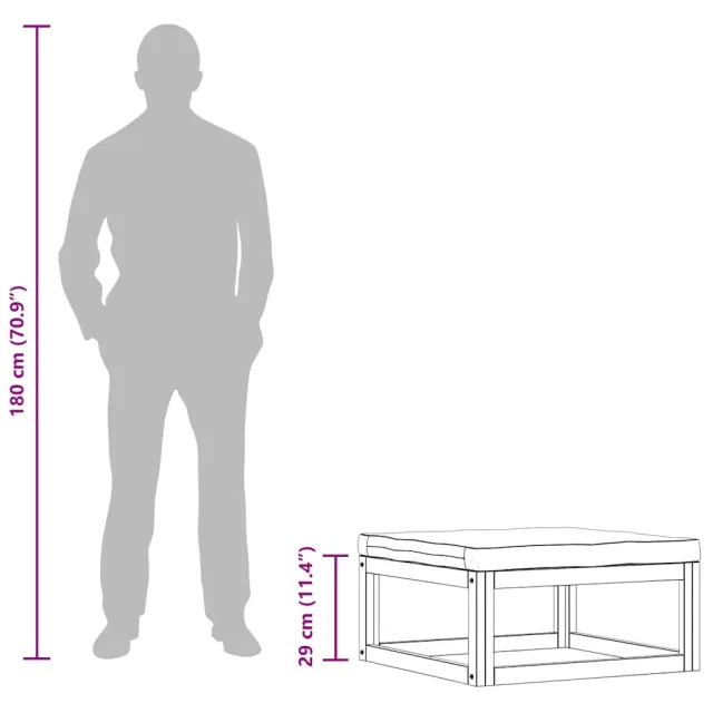 Repose-pied avec coussin blanc crème Bois d'acacia massif