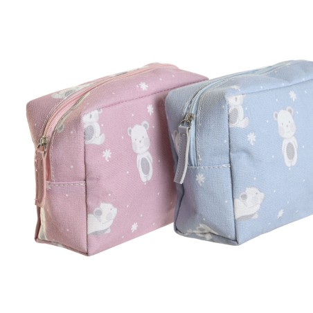 Reise-Toilettentasche DKD Home Decor Blau Weiß grün Rosa polialgodon