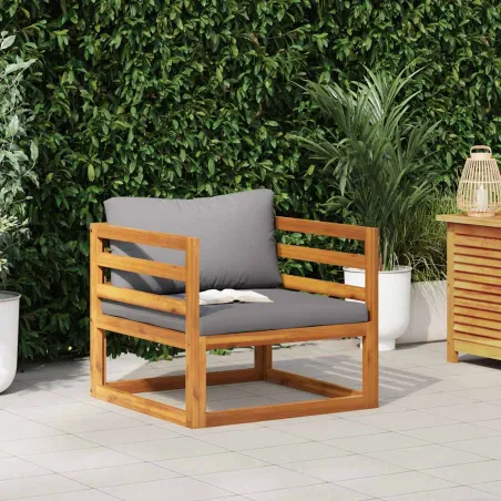 Chaise de jardin avec coussins gris foncé Bois d'acacia massif