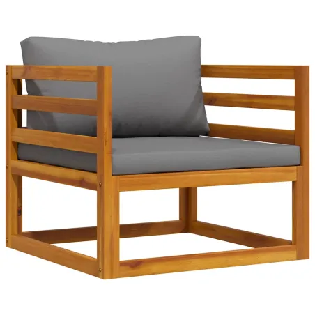 Chaise de jardin avec coussins gris foncé Bois d'acacia massif