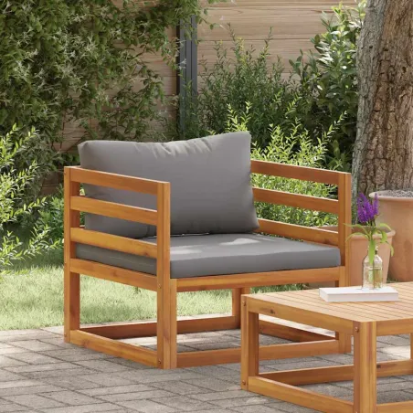 Chaise de jardin avec coussins gris foncé Bois d'acacia massif