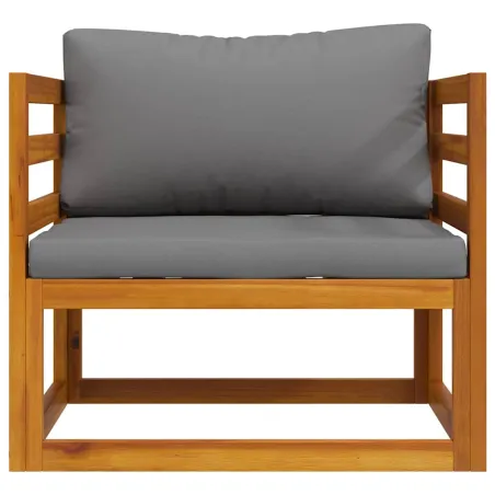 Chaise de jardin avec coussins gris foncé Bois d'acacia massif