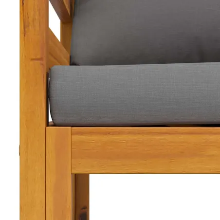 Chaise de jardin avec coussins gris foncé Bois d'acacia massif