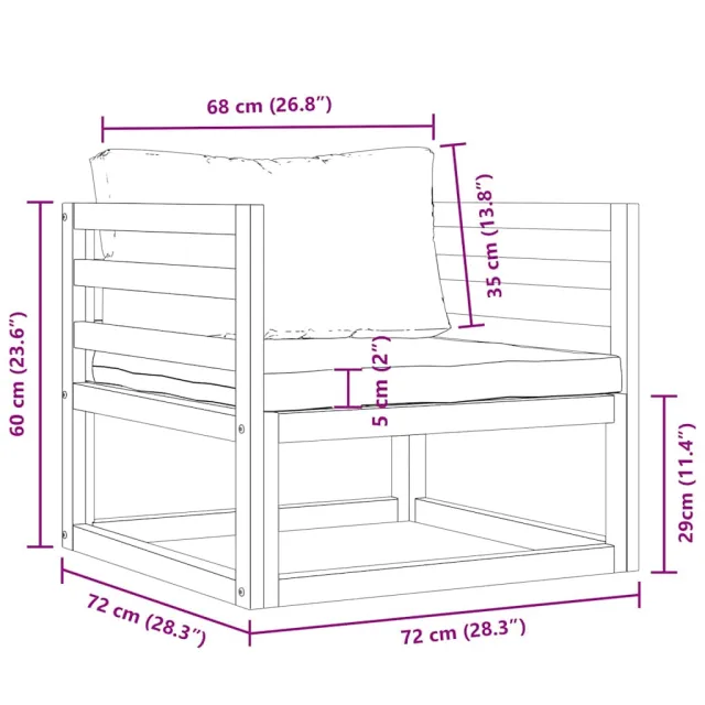 Chaise de jardin avec coussins gris foncé Bois d'acacia massif