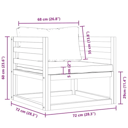 Chaise de jardin avec coussins gris foncé Bois d'acacia massif
