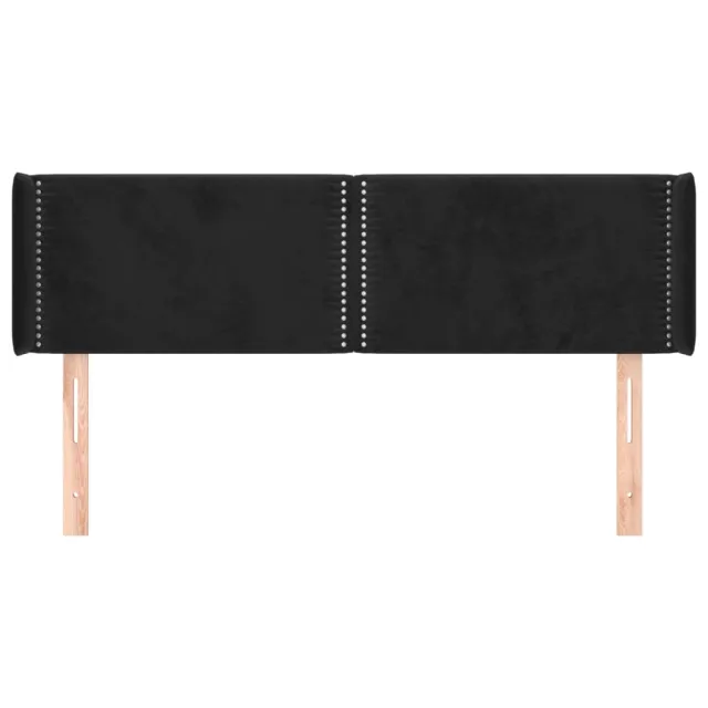Tête de lit avec oreilles Noir 147x16x78/88 cm Velours