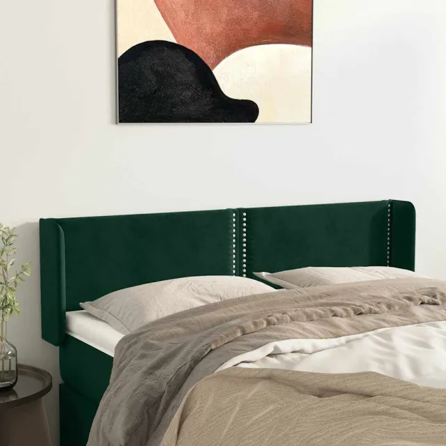 Tête de lit avec oreilles Vert foncé 147x16x78/88 cm Velours