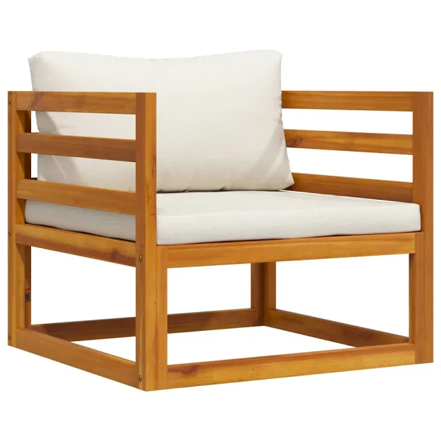 Chaise de jardin avec coussins crème Bois d'acacia massif