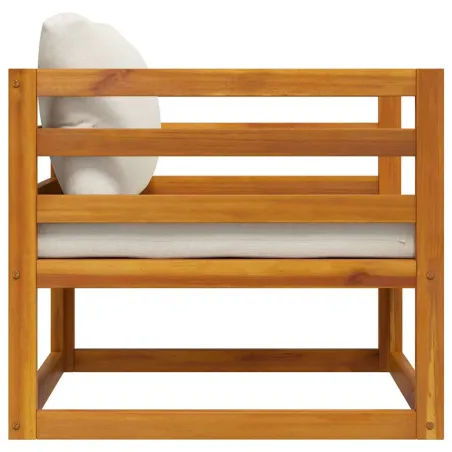 Chaise de jardin avec coussins crème Bois d'acacia massif