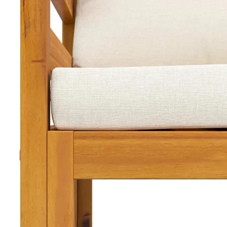 Chaise de jardin avec coussins crème Bois d'acacia massif