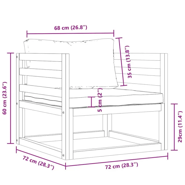 Chaise de jardin avec coussins crème Bois d'acacia massif