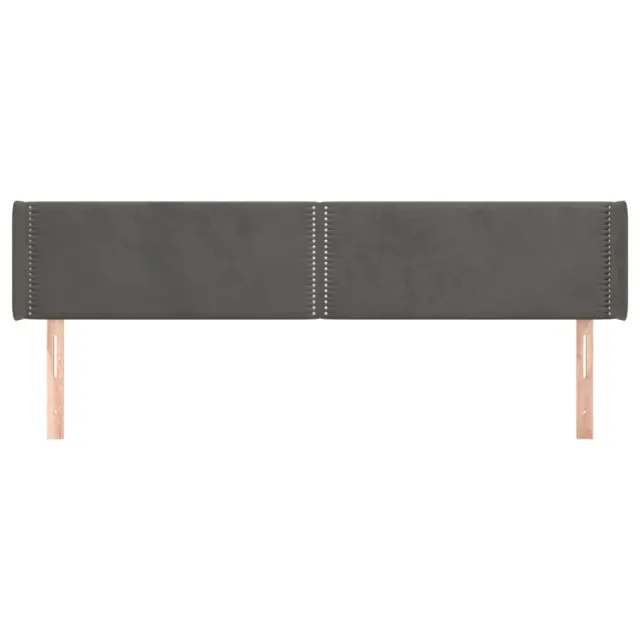Tête de lit avec oreilles Gris foncé 163x16x78/88 cm Velours
