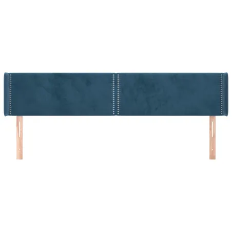 Tête de lit avec oreilles Bleu foncé 163x16x78/88 cm Velours